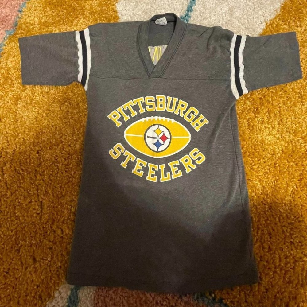 vintage boys STEELERS cotton summer jersey boys tee shirt - size 14/16